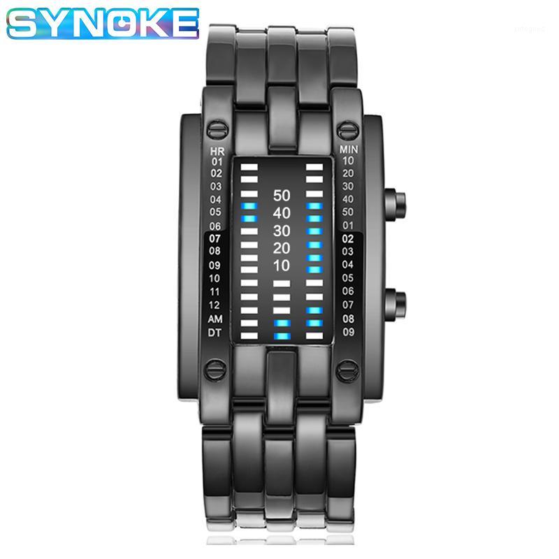 Wristwatches SYNOKE Binary Watch Male Fashion Creative Men Stainless Steel Couple Large Trumpet Led Bracelet 20211, Black big
Wristwatches SYNOKE Binary Watch Male Fashion Creative Men Stainless Steel Couple Large Trumpet Led Bracelet 20211, Black big