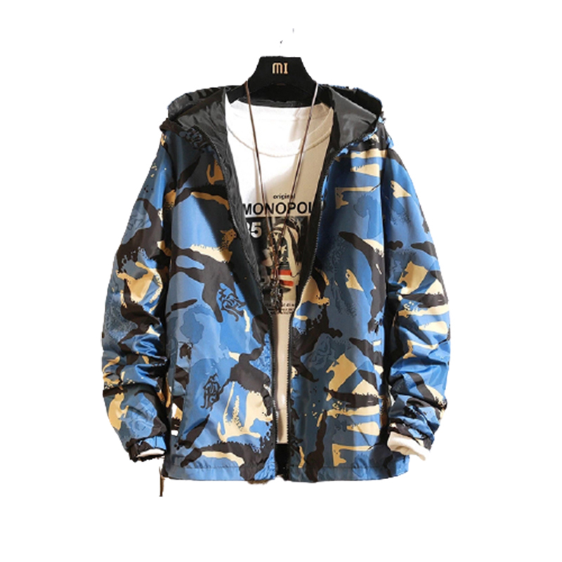 New Men's Jacket Can Be Worn On Both Sides Hooded Windbreaker Men Women Fashion Outwear Printed Street Hip Hop Jacket 201116