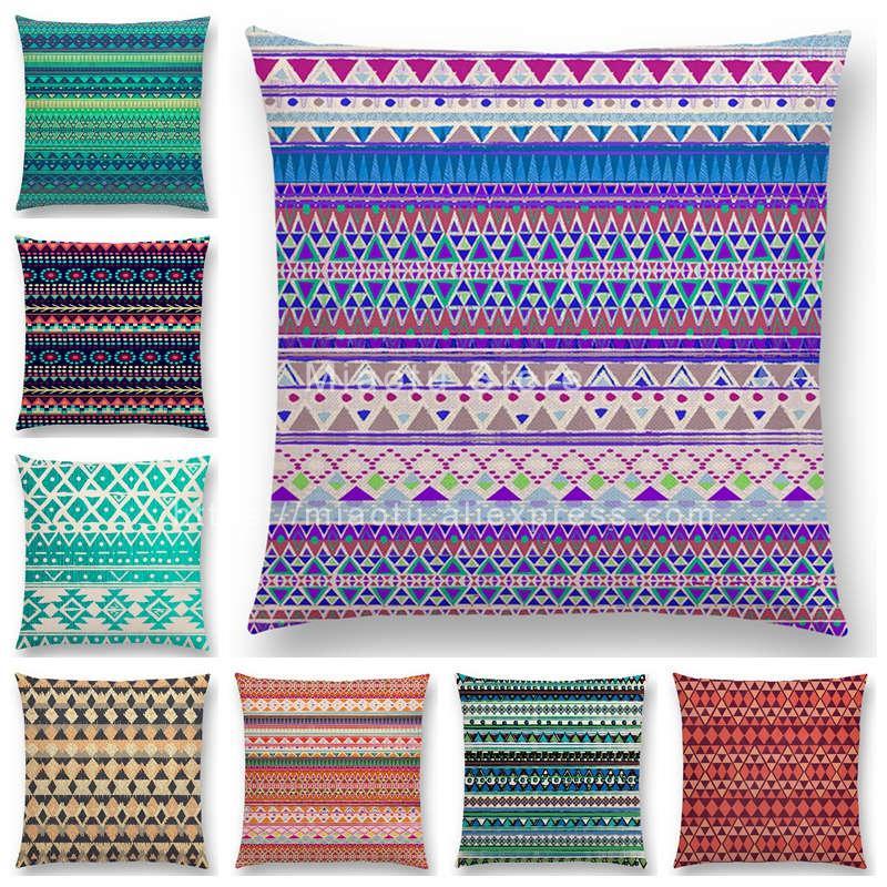 

New Hippie Boho Acqua Aiyana Decorative Pattern Ethnic Tribal Prints Tipi Geometric Stripe Cushion Cover Pillow Case, A011107