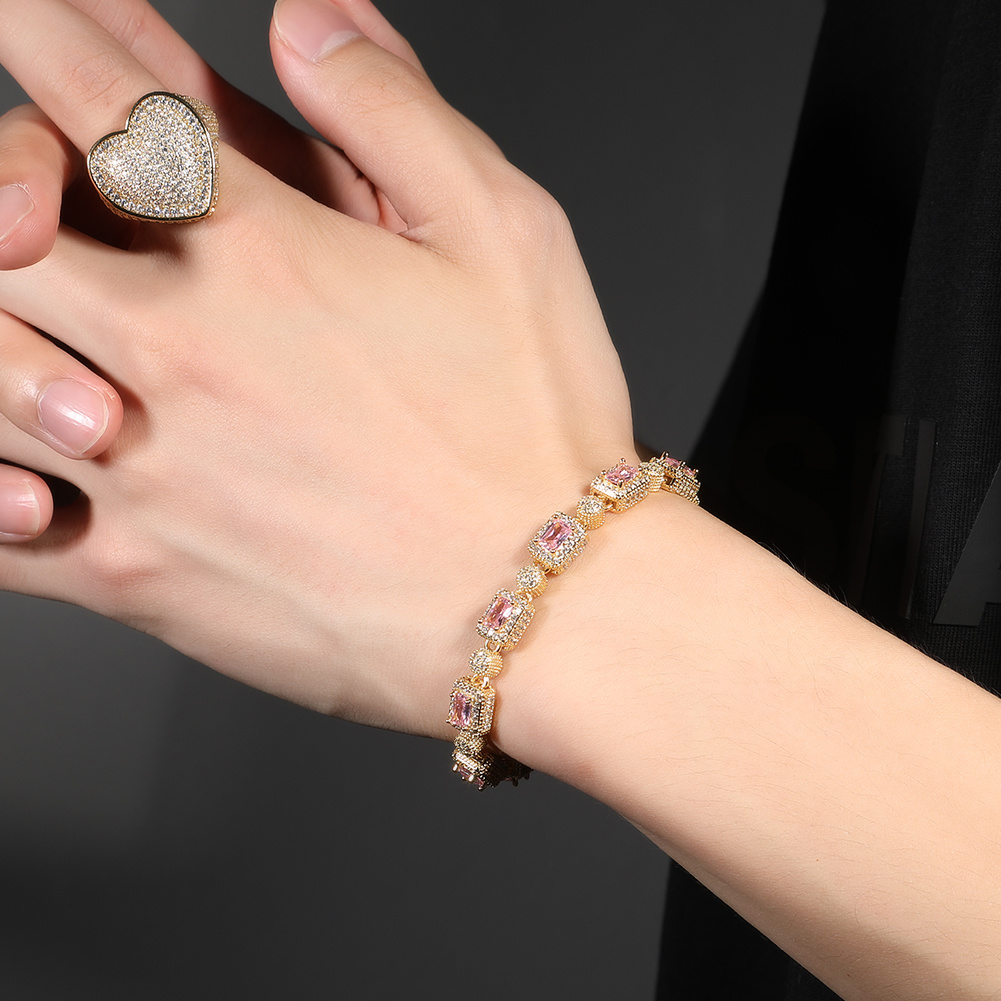 Iced Out Gold Sier Big Heart Rings CZ Ring With Side Stones Full Bg Hip Hop Punk Men Women Jewelry