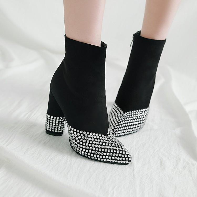 PXELENA Design Crystal Round High Heels Party Dress Boots Ladies Pointed Toe Beads Flock Fashion Ankle Boots Office Shoes 34-43, Black
PXELENA Design Crystal Round High Heels Party Dress Boots Ladies Pointed Toe Beads Flock Fashion Ankle Boots Office Shoes 34-43, Black