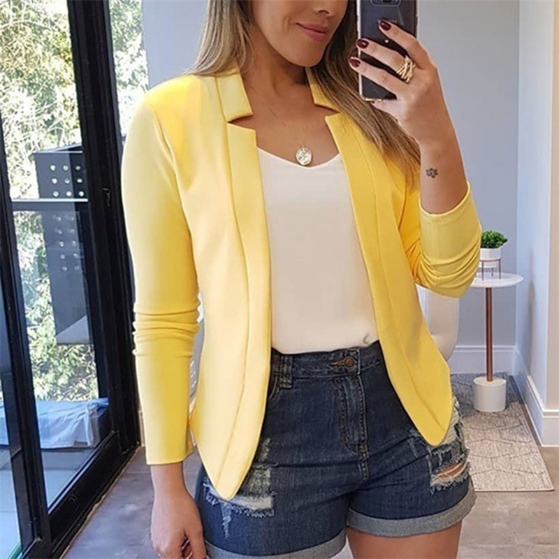 New Women Blazer Thin Long Sleeve Blazer Solid Color Office Lady Suit Coat 2020 Fashion Women Basic Coats Autumn Chaquetas Mujer LJ201214