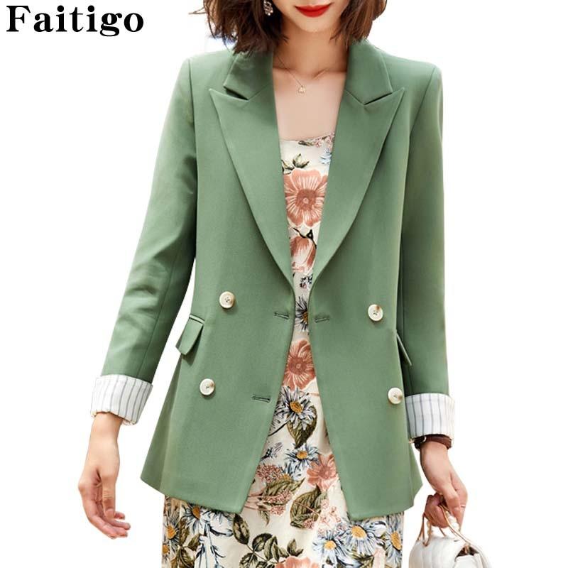 Women Plus Size Blazer Autumn Winter Fashion Double Breasted Long Sleeve Elegant Office Ladies Coat Female Outerwear And Jackets, Green
Women Plus Size Blazer Autumn Winter Fashion Double Breasted Long Sleeve Elegant Office Ladies Coat Female Outerwear And Jackets, Green
