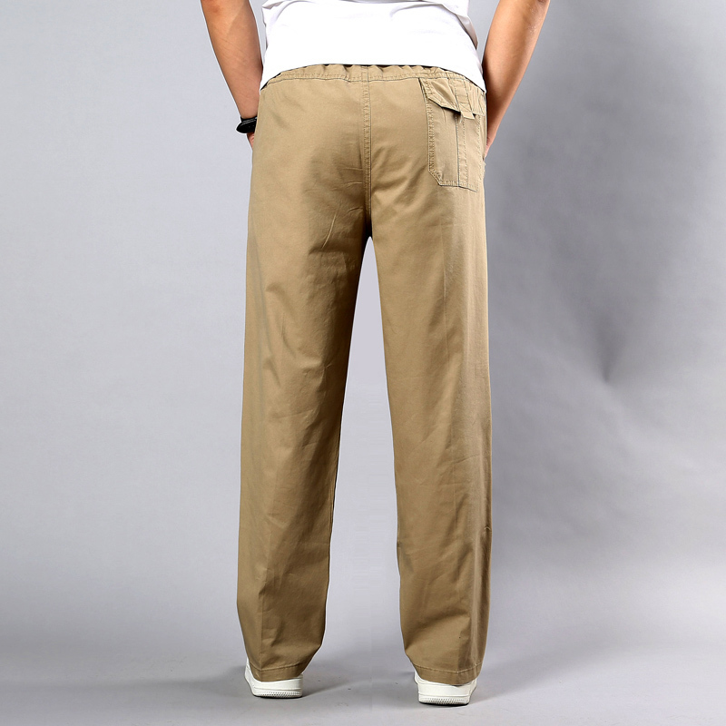 Summer Men's Khaki Pants Large Size Straight Fit Big Sizes 5XL Side Pockets Wide Leg Cotton Black Cargo Pants Work Trousers Male 201109
