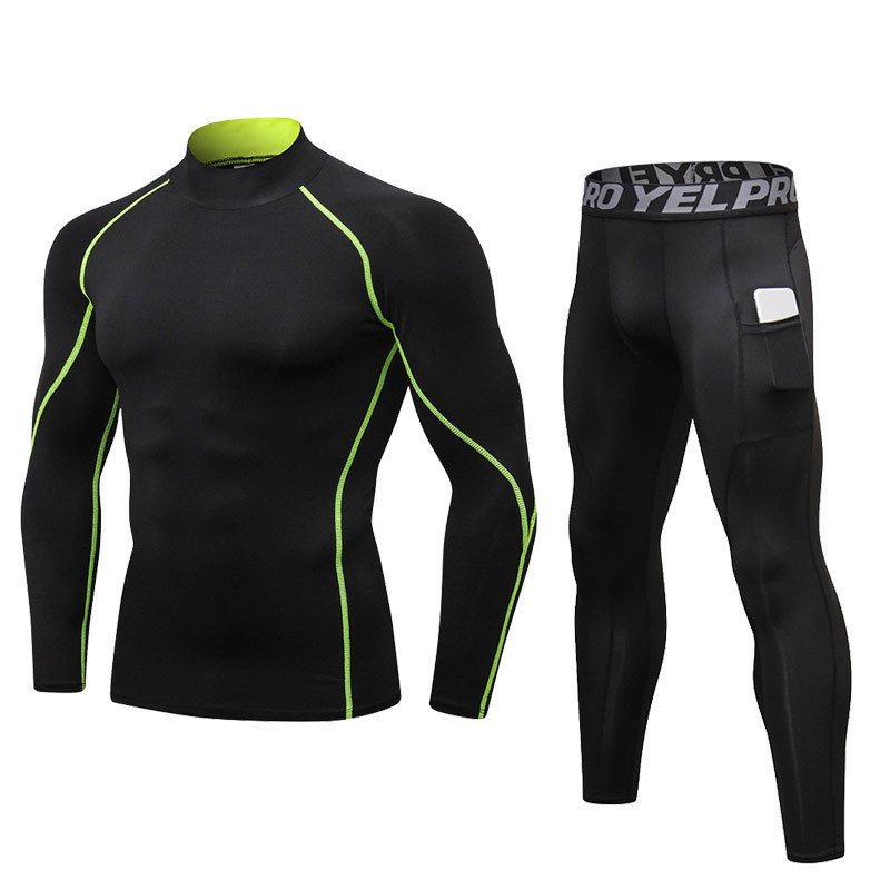 IEMUH High Collar Winter Thermal Underwear Men Long Johns Men Rashgard Shirt+pants Sets Warm Compression Underwear Thermo Men 201023