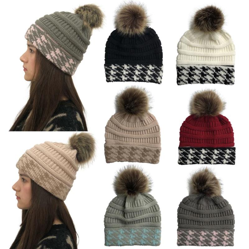 Fashion Fluffy Ball Wool Knit Cap Winter Women's Beanie Hat Splice Color Warm Loose Woman caps, White
Fashion Fluffy Ball Wool Knit Cap Winter Women's Beanie Hat Splice Color Warm Loose Woman caps, White