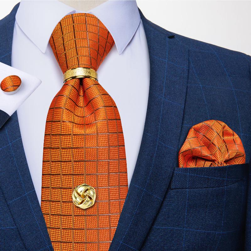 New Fashion Orange Plaid Men's Tie 8cm Silk Jacquard Necktie Handkerchief Tie Tack Set Gift For Men Gravata Corbatas DiBanGu
New Fashion Orange Plaid Men's Tie 8cm Silk Jacquard Necktie Handkerchief Tie Tack Set Gift For Men Gravata Corbatas DiBanGu