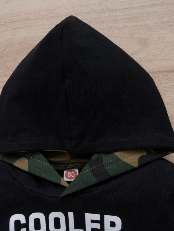 Baby Letter Graphic Hoodie & Camo Print Sweatpants SHE