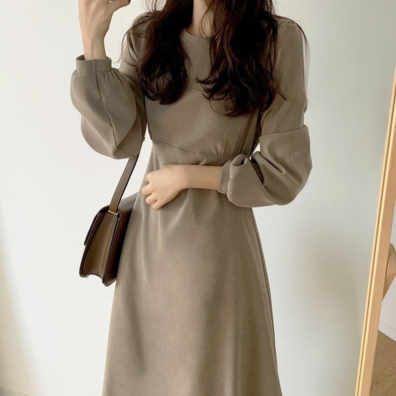 2021 New Elegant Women's Dress Solid Neck Puff Sleeves Worn Empire Thin the Middle-line Long Office Lady Dressed in Autumn 1FKN, Pink.
2021 New Elegant Women's Dress Solid Neck Puff Sleeves Worn Empire Thin the Middle-line Long Office Lady Dressed in Autumn 1FKN, Pink.