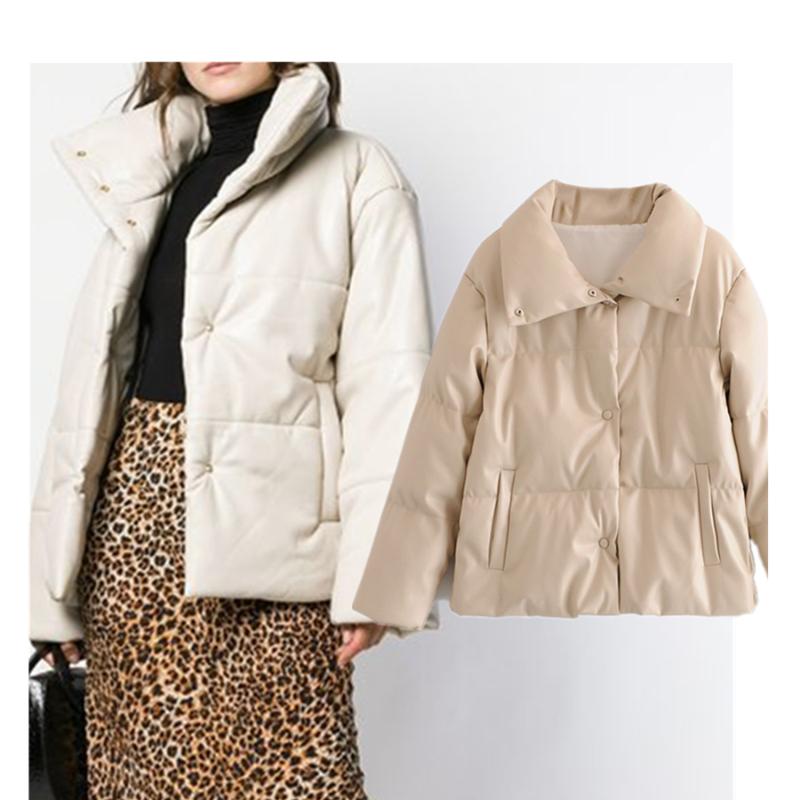 Withered WInter Coat Women England Style High Street Fashion SImple Solid Warm Thick Leather Pu Bread Short Parka Coat Women, Beige
Withered WInter Coat Women England Style High Street Fashion SImple Solid Warm Thick Leather Pu Bread Short Parka Coat Women, Beige