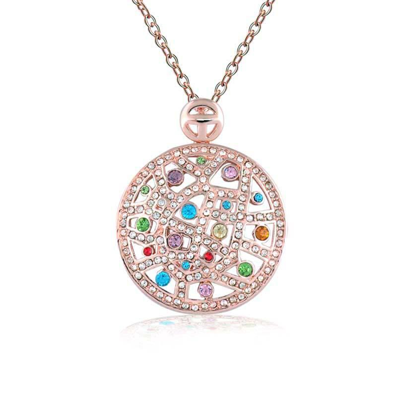 Chains Fashion Geometry Hollow Double Circle Rose Gold Color Multicolored Shine Rhinestones Short Necklace For Women Wedding Jewelry
Chains Fashion Geometry Hollow Double Circle Rose Gold Color Multicolored Shine Rhinestones Short Necklace For Women Wedding Jewelry