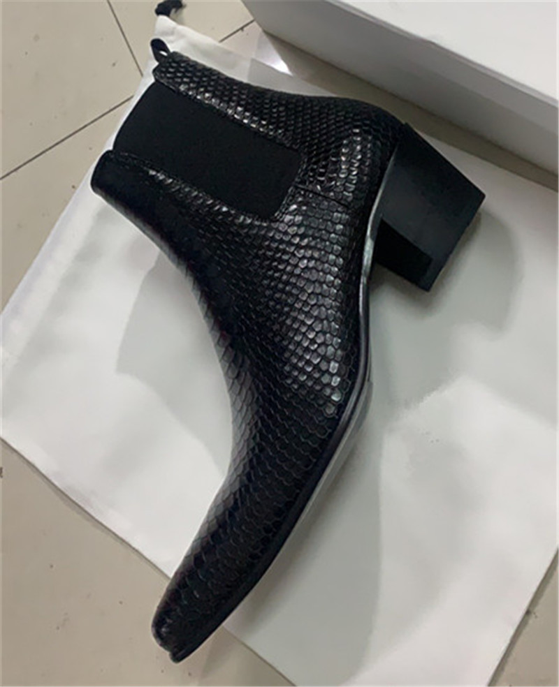 New handmade exclusive cusotmized 6cm heel men genuine leather wedge Boots waytts quality ce Serpentine men BOOTS