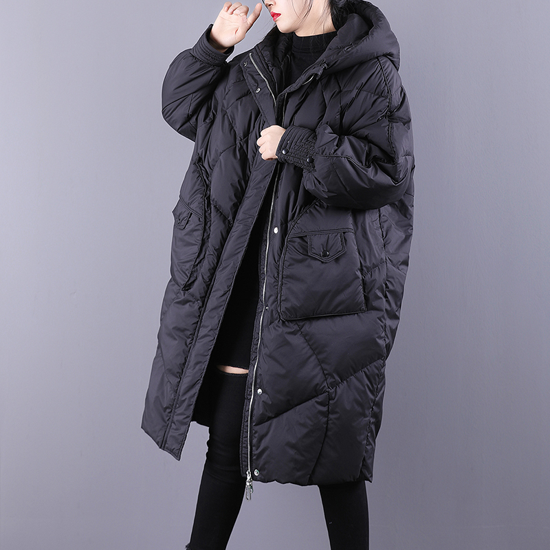 Fitaylor Winter Loose Hooded Long Jacket Women 90 White Duck Down Coat Hight Quality Bread Parka Thick Warm Splicing Outwear 201023