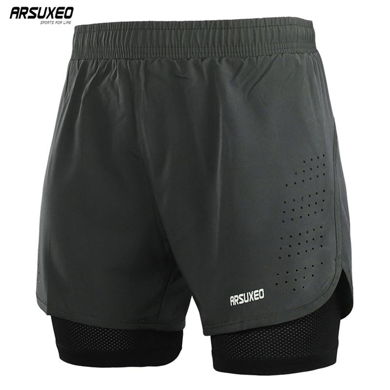 ARSUXEO Men' Running Shorts 2 in 1 Quick Dry Sport Shorts Athletic Training Fitness Short Pants Gym Shorts Workout Clothes B179, Gray 
ARSUXEO Men' Running Shorts 2 in 1 Quick Dry Sport Shorts Athletic Training Fitness Short Pants Gym Shorts Workout Clothes B179, Gray