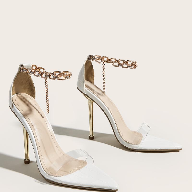 2021 Transparent Pumps Women Sexy Pointed Toe Chain Design Crystal Heel Ladies Shoes Stiletto High Heels Wedding Dress Shoes, White
2021 Transparent Pumps Women Sexy Pointed Toe Chain Design Crystal Heel Ladies Shoes Stiletto High Heels Wedding Dress Shoes, White