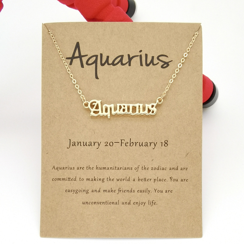 Gold Silver Plated 12 Constellation Necklace Zodiac Letter Symbol Pendent Necklaces Chain for Women Men Brithday Anniversary Nice Jewelry Gift with Pa