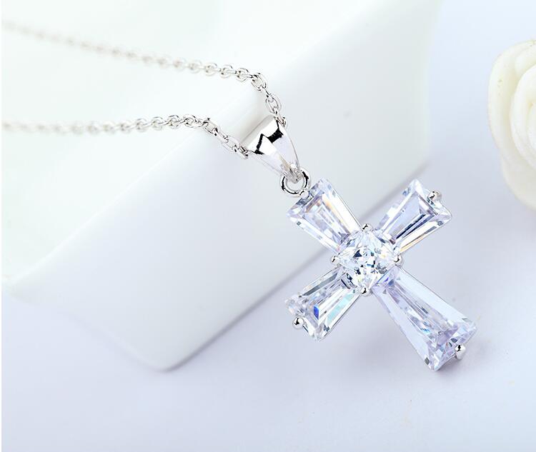 Sterg Cross Necklace: Sier Princess Topaz Jewelry For Women 50bd