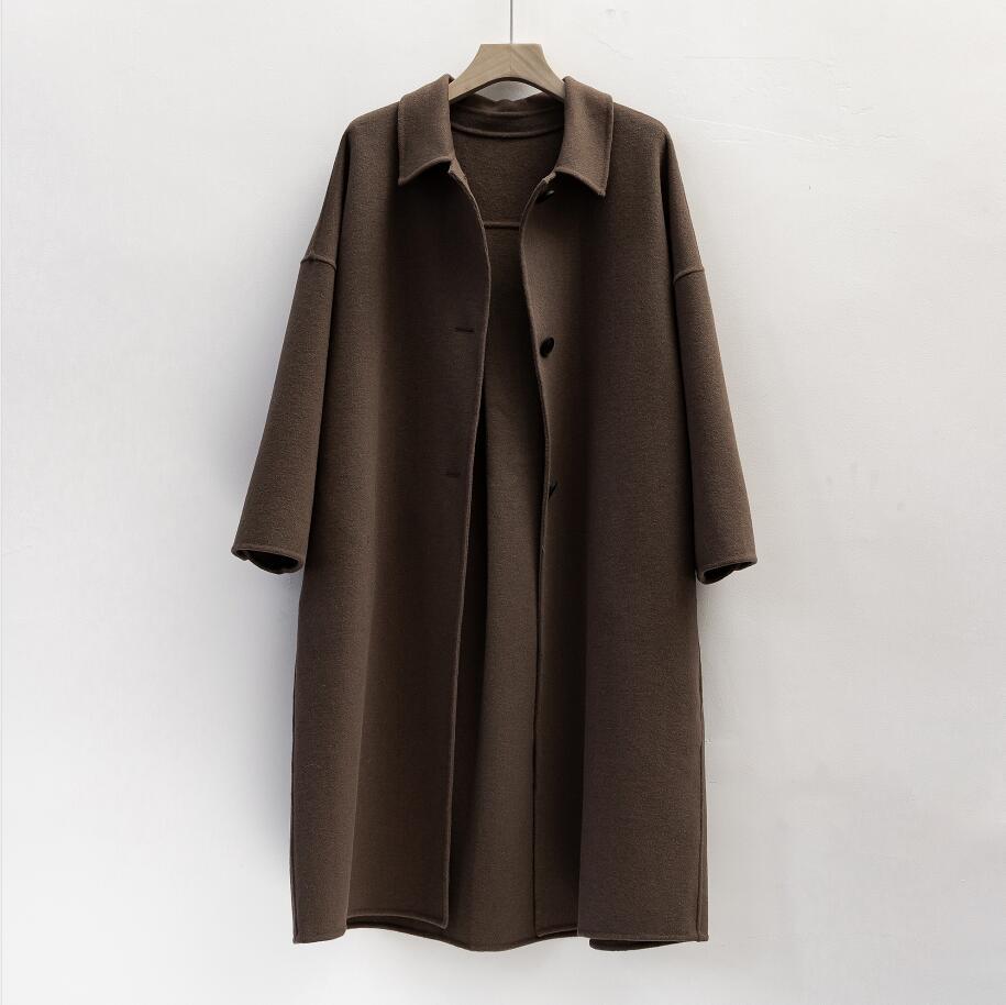 Autumn Winter wool coat Single breasted Maxi coat 201215