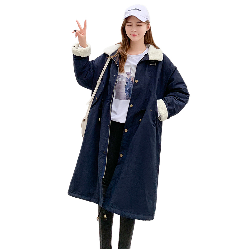 Scene shooting down jacket winter in the new long cotton-padded jacket cotton female students long over-the-knee lambs wool coat 201217