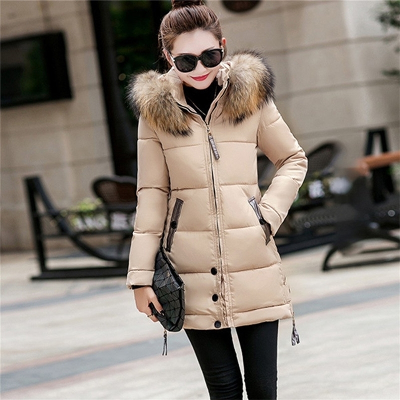Women's Down Jacket Women Fashion Slim Thick Zippers Long Hooded Plus Size Casual Female Winter Coat Parka Y201001