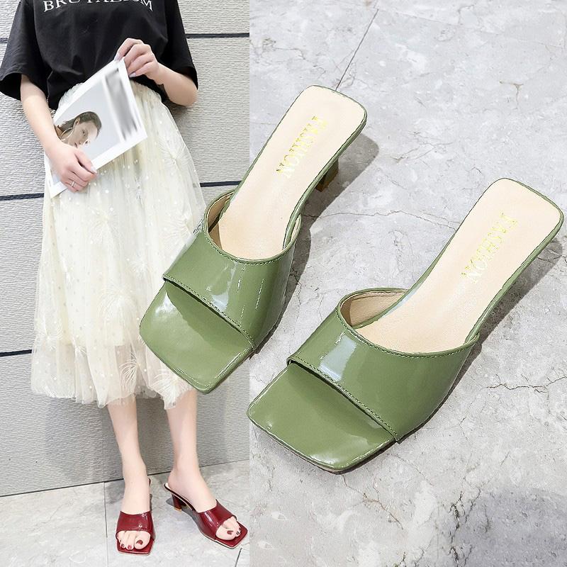 Casual Open Toe Mules Women's Korean Style High Heels, Black
