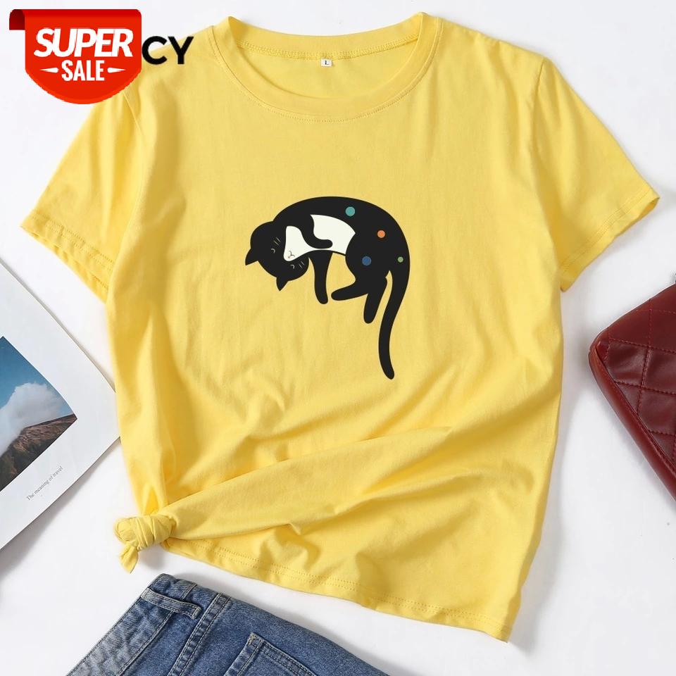 JFUNCY Plus Size Summer Women Cotton T Shirts Funny Lazy Cat Cartoon Printed Vogue Tshirt Female T-shirt Woman Tops Tee 2020 #P28r, White 
JFUNCY Plus Size Summer Women Cotton T Shirts Funny Lazy Cat Cartoon Printed Vogue Tshirt Female T-shirt Woman Tops Tee 2020 #P28r, White