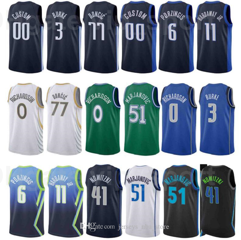 Men Print Basketball Kristaps Porzingis Jersey 6 Trey Burke 3 Luka Doncic 77 Josh Richardson 0 Tim Hardaway Jr 11 City Earned Edition