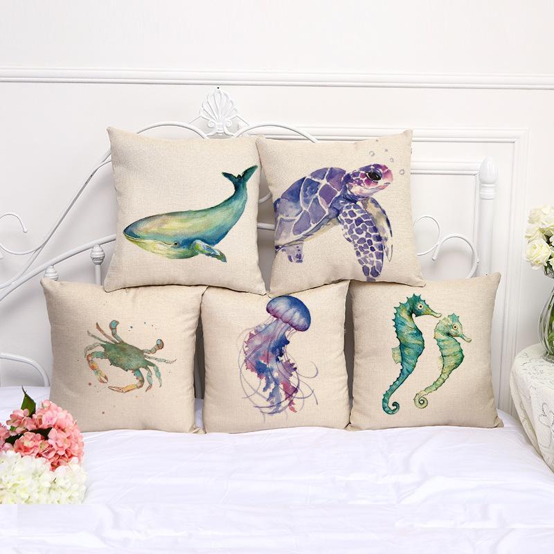 Turtles Printing Pillow Case Jellyfish Hippo Campus Whale Long Tail Fish Cushion Cover Sea Style Sofa Window Home Decoration1, Random color
Turtles Printing Pillow Case Jellyfish Hippo Campus Whale Long Tail Fish Cushion Cover Sea Style Sofa Window Home Decoration1, Random color