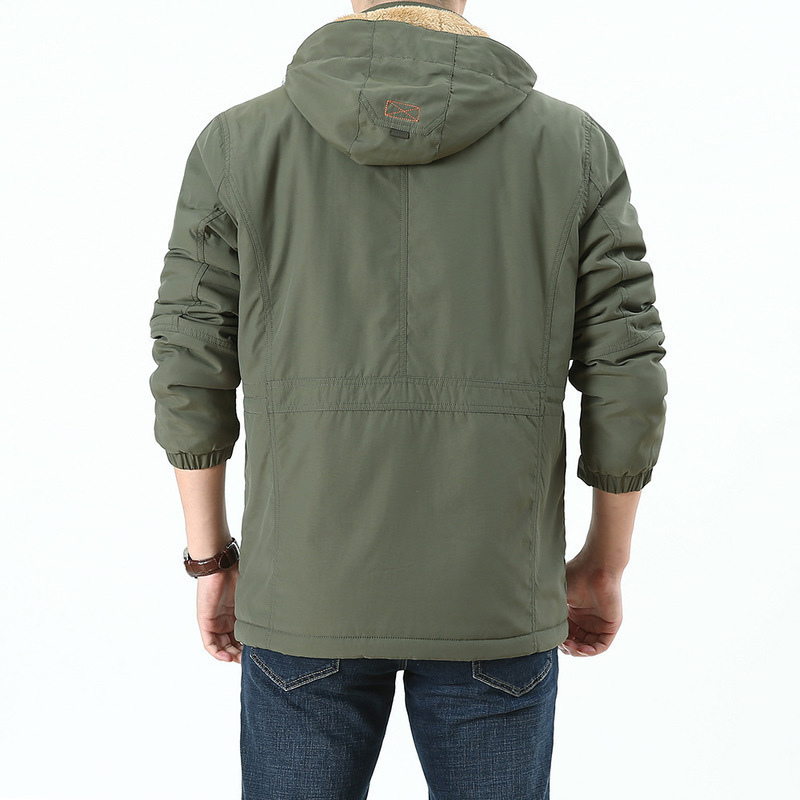 Winter Men Casual Plus Velvet Windbreaker Jacket Fashion Men Outdoor Cotton Padded Coat Winter Thick Warm Down Parka Jacket 201127