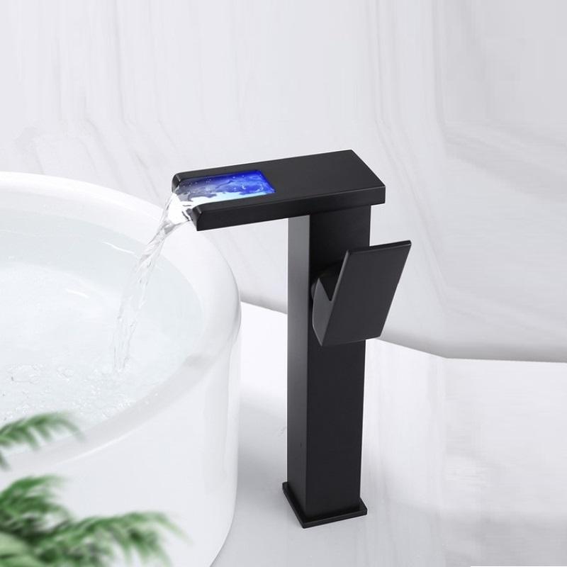 Basin Faucet LED Bathroom Waterfall Faucet Black Brass Basin Faucet. Bathroom Mixer Tap Deck Mounted Sink Mixer Tap
Basin Faucet LED Bathroom Waterfall Faucet Black Brass Basin Faucet. Bathroom Mixer Tap Deck Mounted Sink Mixer Tap