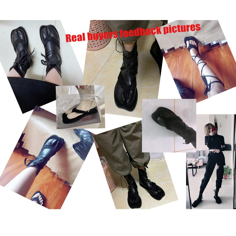 Boots Designer Split Toe Women Tabi Personality Flat Strap Ankle Japanese Ninja Shoes Warm Socks Super Star1