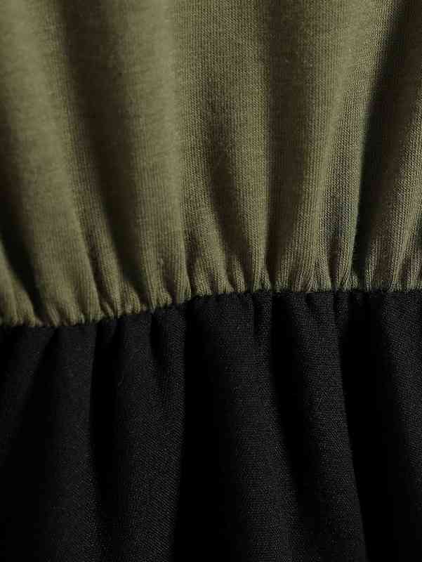 Baby Colorblock Bishop Sleeve Flare Hem Dress SHE