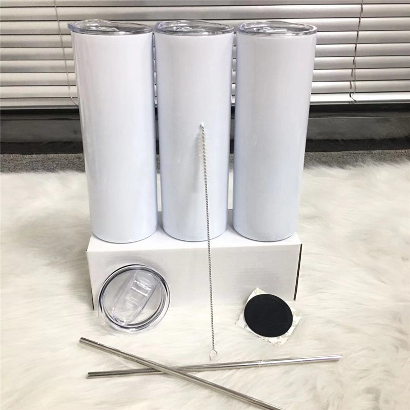 20oz Sublimation Skinny Tumbler Straight Tumblers With Metal Straw Straws Brush And Coaster Stainless Steel Portable Outdoor Cup
20oz Sublimation Skinny Tumbler Straight Tumblers With Metal Straw Straws Brush And Coaster Stainless Steel Portable Outdoor Cup