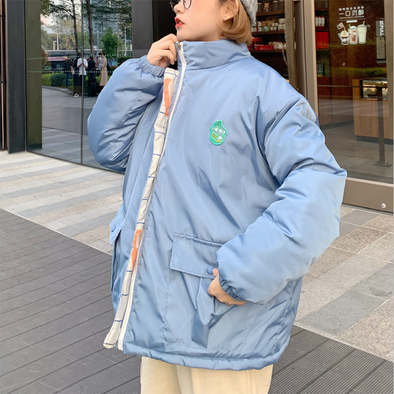 HWLZLTZHT Double-sided Woman Coat Winter Plus Sizes Down Jacket Cartoon Print Winter Jacket Kawaii Harajuku Women's Parka 201217