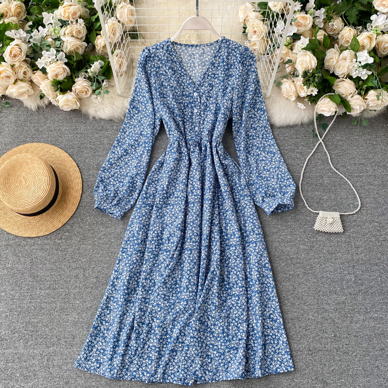 2021 New female singer floral impression sexy dress down puff button the line autumn bow dressed cordon 4TJS, White
2021 New female singer floral impression sexy dress down puff button the line autumn bow dressed cordon 4TJS, White