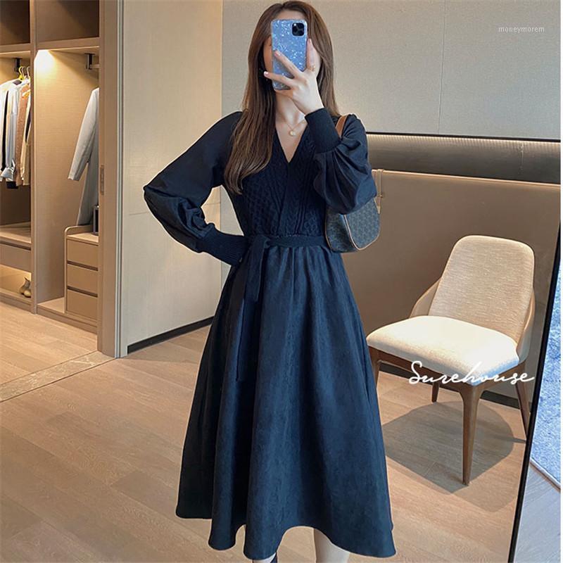 Twisted Knitted Sweater Dress Women V-Neck Lantern Sleeve Vintage Long Dress Lace Up Elegant Midi Winter French B6101, Black
Twisted Knitted Sweater Dress Women V-Neck Lantern Sleeve Vintage Long Dress Lace Up Elegant Midi Winter French B6101, Black