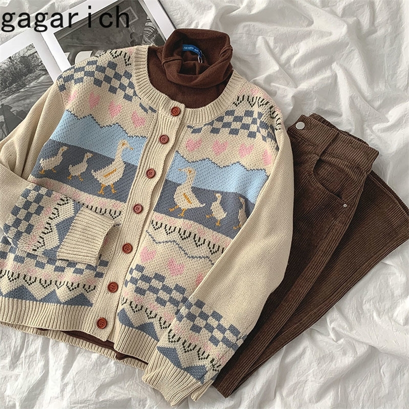 Gagarich Women Thick Sweater Ins Casual New Autumn Female Fashion Loose O-neck Long Sleeve Wear Cardigans 201221
