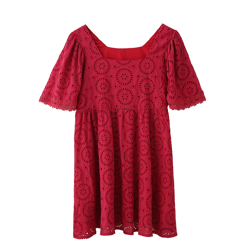 Maternity Clothes Summer Red fashion lace Short Sleeve Easy Matching Loose Stylish Dress for Pregnant Women Mom Dress LJ201124