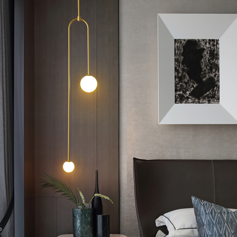 Postmodern wrought Pendant Lamps gold black white iron glass hanging ceiling lights bedroom dining room suspension light