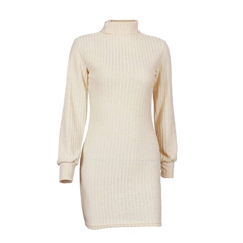 BEFORW Long Sleeve Turtleneck Knitted Dress Women Casual Autumn Winter Sweater Dress Female Sexy Elegant Pullover Mini Dresses 201204