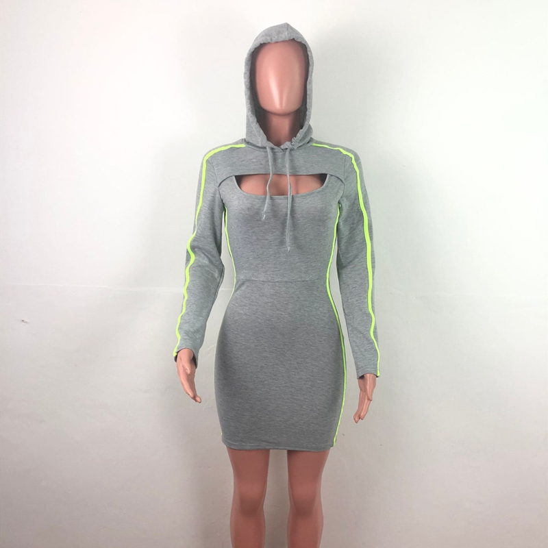 ANJAMANOR Clubwear Two Piece Set for Women Hoodie and Dress Matching Plus Size Sets Trendy Outfits Fall Winter D30-AF52 T200325