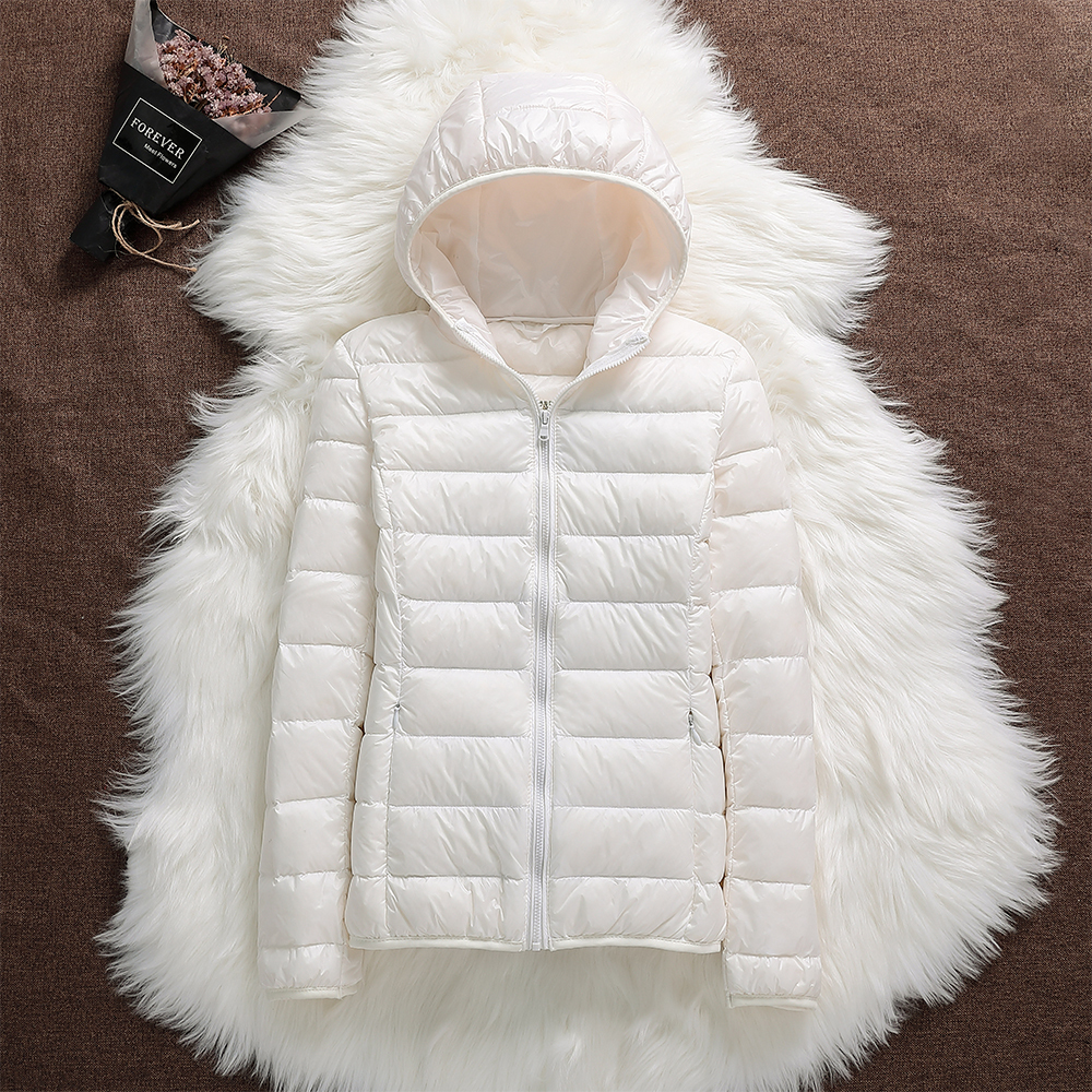 Winter oversize Women's Thin Jacket White Duck Down Hooded Jackets Long Sleeve Warm Coat Parka Female Outwear 201019