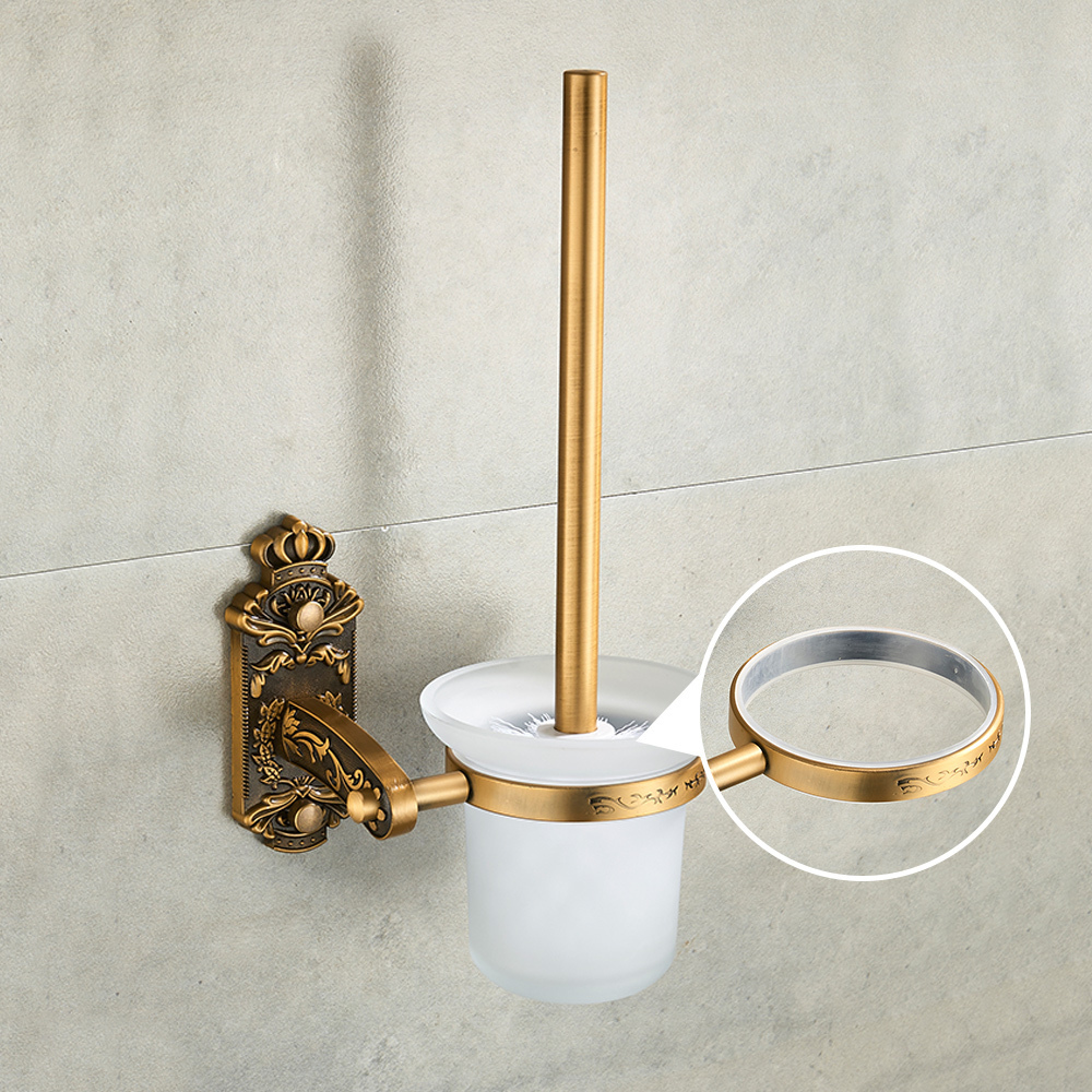 Bathroom Accessories Antique Brass Bathroom Shelf, Towel Ring, Paper Holder, Toilet Brush, Coat Hook, Bath Rack, Soap Dish LJ201211 - view 6