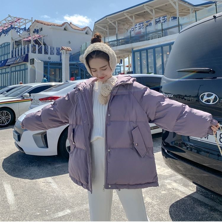 Luck A Women Fashion Winter Hooded Puffer Jacket Solid Harajuku Warm Oversize Parkas Female Korean Loose Long Sleeve Coat 201019