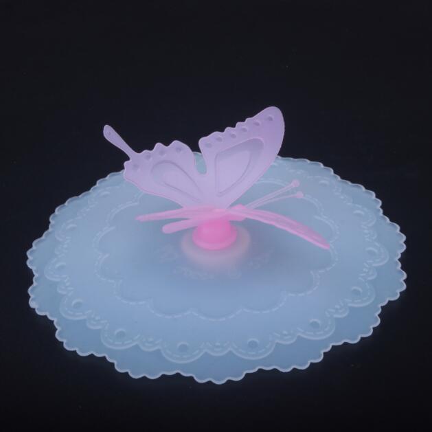 cute butterfly silicone cup cover lids leakproof coffee tea suction lid cap airtight seal cup covers kitchen tools1606963