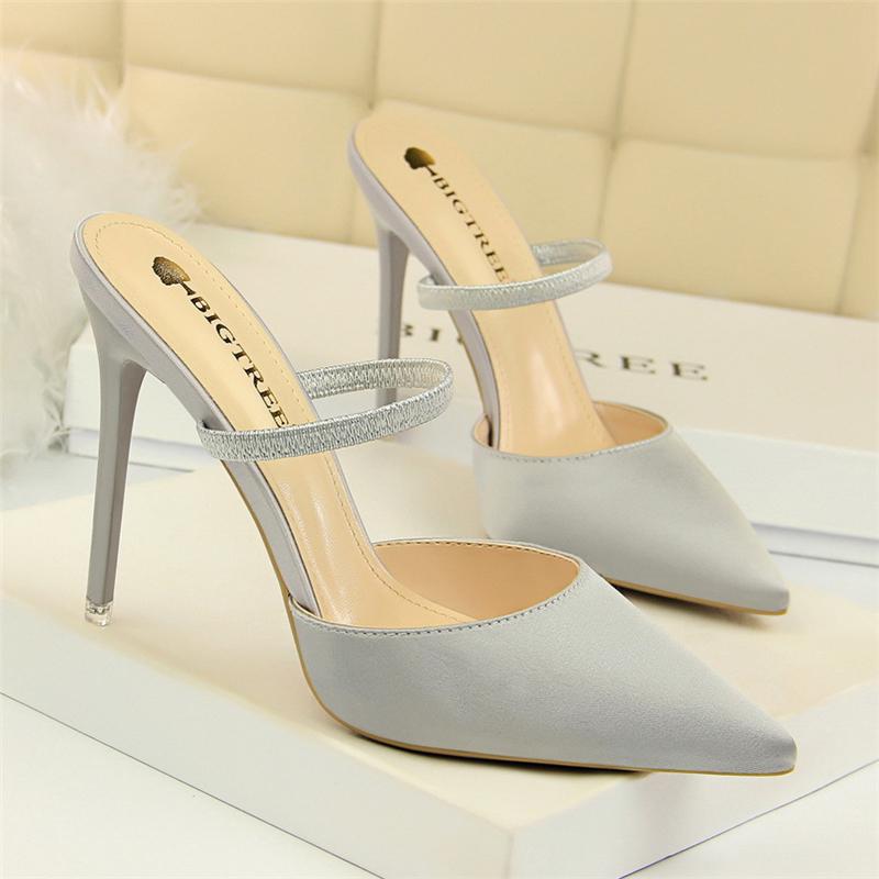 Elegant Shoes For Woman Mules High Heels Ladies Pumps Women Dress Shoes Stiletto Sexy High Heel Slippers Party For Women, Black