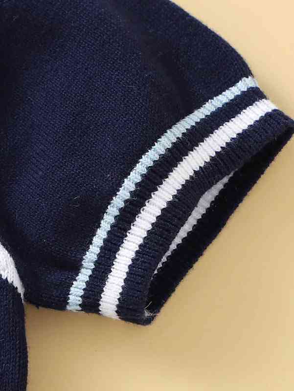 Baby Boy Argyle Pattern Polo Neck Knit Top With Knit Shorts SHE