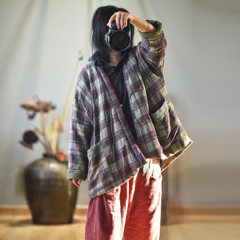 Women Cotton Linen Plaid Parkas Padded Coat Outerwear Ladies Vintage Plaid Coat Female 2020 Autumn Parkas, Green
Women Cotton Linen Plaid Parkas Padded Coat Outerwear Ladies Vintage Plaid Coat Female 2020 Autumn Parkas, Green