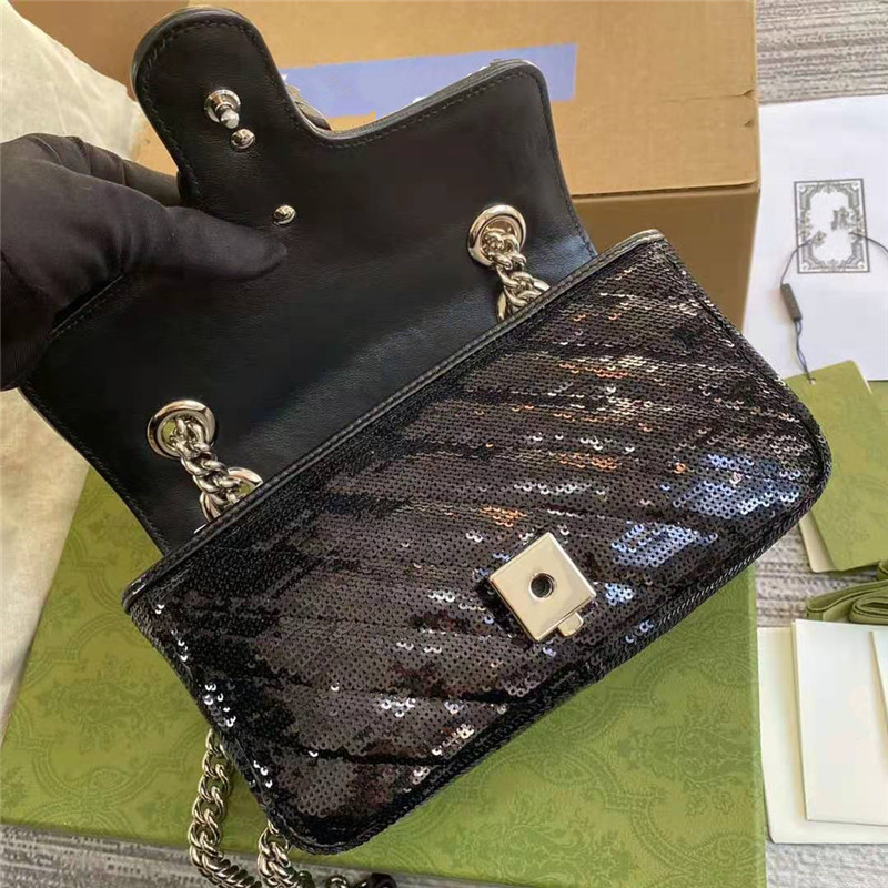 Updated Black Sequins Luxurys Flap Bag Green Full Box Printing Silver Alloy Buckle Chains Baguette Luxurys Designers Shoulder Crossbody bags
Updated Black Sequins Luxurys Flap Bag Green Full Box Printing Silver Alloy Buckle Chains Baguette Luxurys Designers Shoulder Crossbody bags