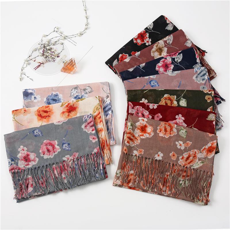 Floral Scarves for Women Hijab Neck Wraps Cotton Shawls Lady Head Foulard Thin Tassel Scarves 2020 Fashion
Floral Scarves for Women Hijab Neck Wraps Cotton Shawls Lady Head Foulard Thin Tassel Scarves 2020 Fashion